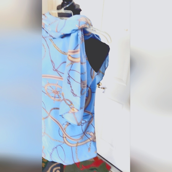 Beautiful silk blouse with shawls tie collar sleeves size 8 in baby blue - Picture 3 of 6